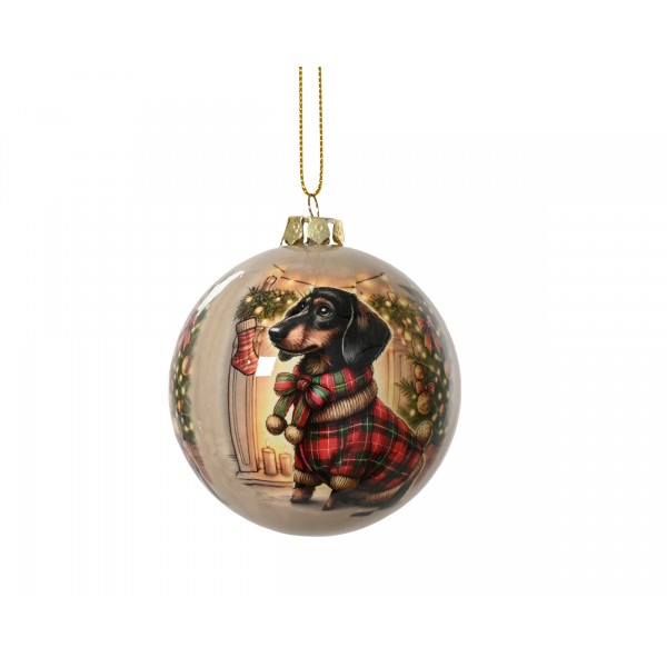 Bauble on wire polyfoam shiny dog