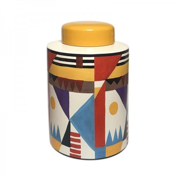 CANNISTER MULTICOLOR CERAMIC 