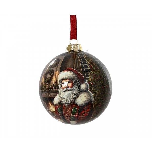 Bauble on wire polyfoam shiny santa claus
