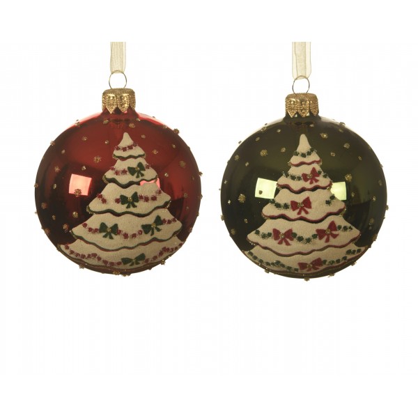 Bauble glass shiny tree with bow