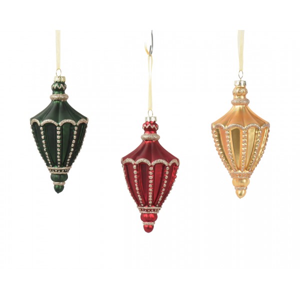 Ornament glass matt with glitter lines 