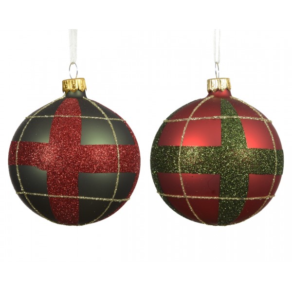 Bauble glass matt check 