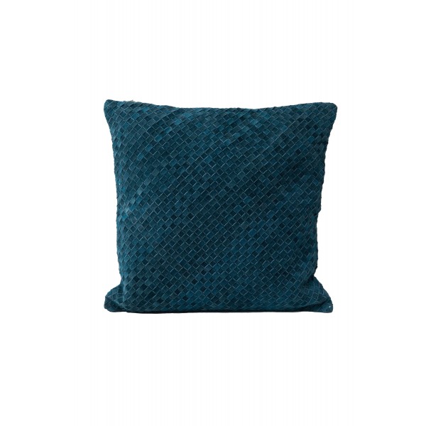 WOVEN SUEDE LEATHER CUSHION WITH COTTON BACK