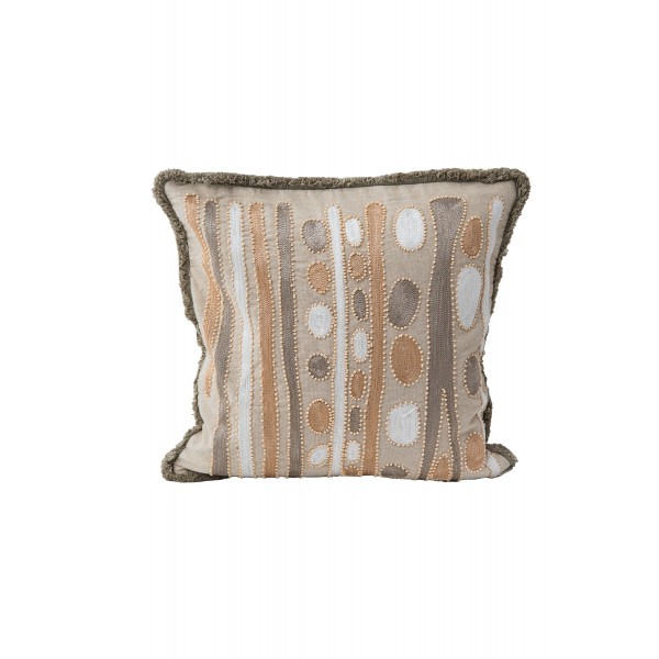 COTTON CUSHION COVER WITH THREAD HAND EMBROIDERY AND COTTON