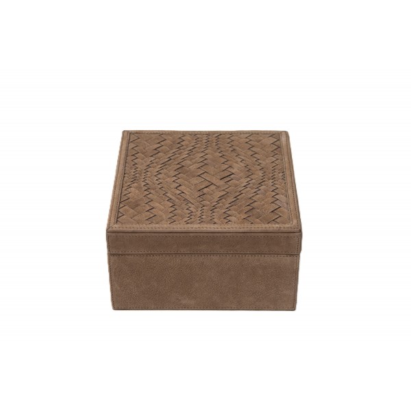 NO BUCK LEATHER BOX WITH WEAVING 20X20X10