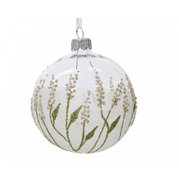 Bauble glass transparent - eco dried plumes