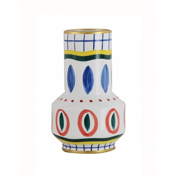 VASE 'SANTORIN' WHITE/MULTICOLOUR CERAMIC