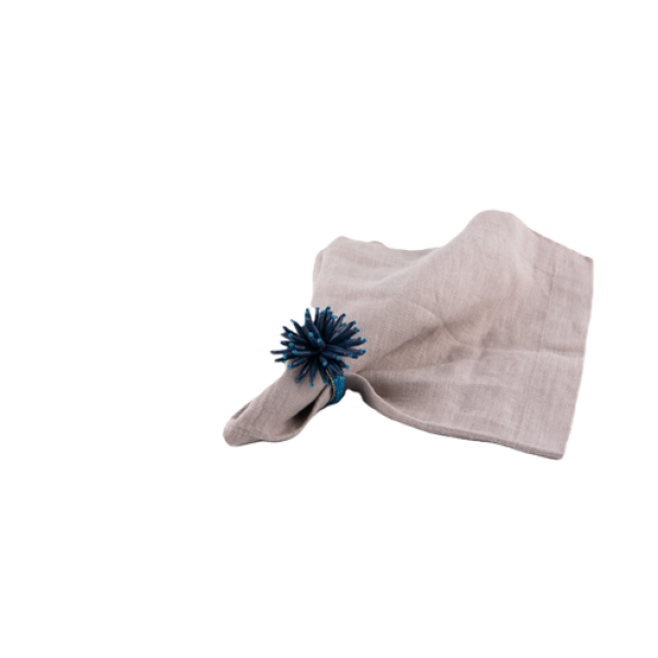 Acrylic & Glass beaded spikes napkin ring BLUE