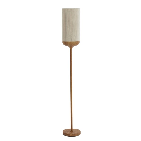 Floor lamp wood print natural+rope cream