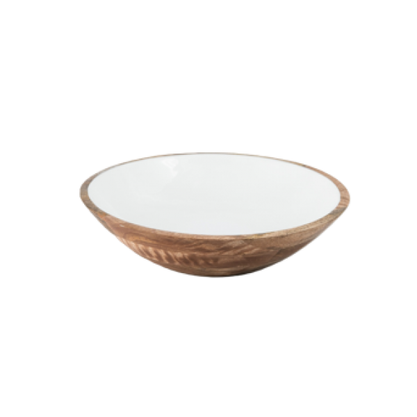 WOODEN SALAD BOWL WHITE