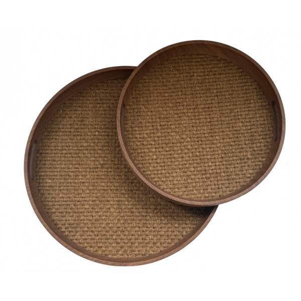 S/2 ROUND TRAY 'RAFFIA' 