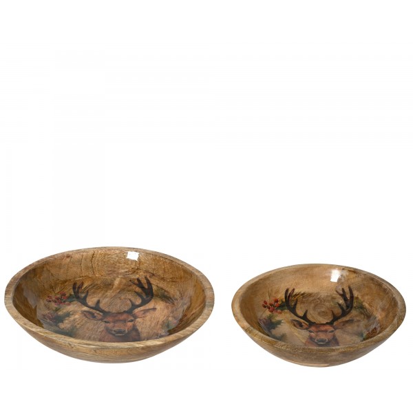Bowl mangowood round clear enamel print fsc mix 70%