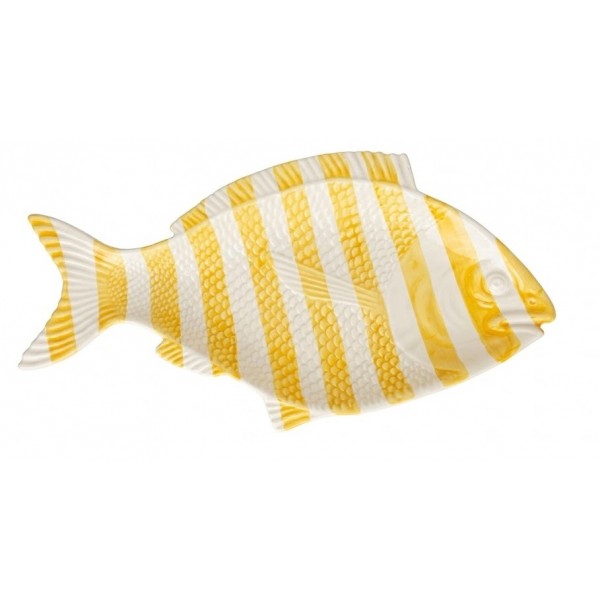 OVAL FISH PLATTER YELLOW STRIPES