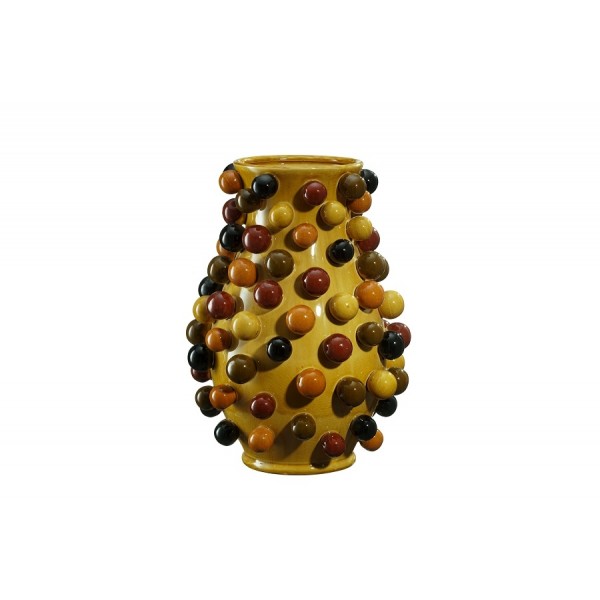 MUSTARD / BROWN / KAKI CERAMIC VASE'BALLS' 