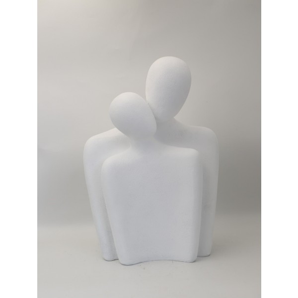 WHITE RESIN ABSTRACT COUPLE STATUE 30x15x44h