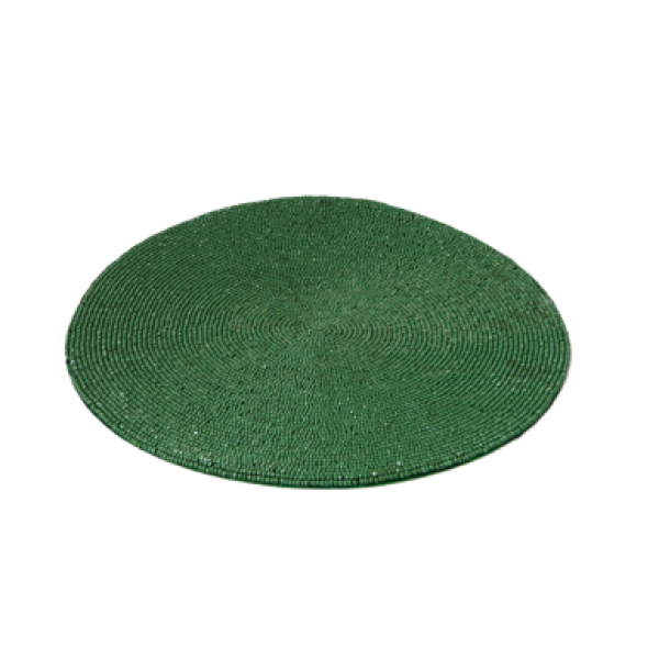 EMBROIDERED BEADED PLACEMENT GREEN