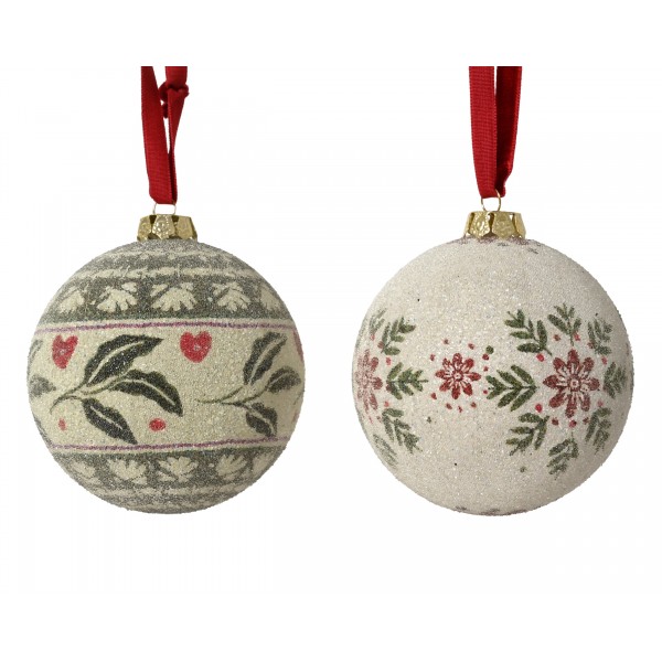 Bauble on wire polyfoam sugar leaves