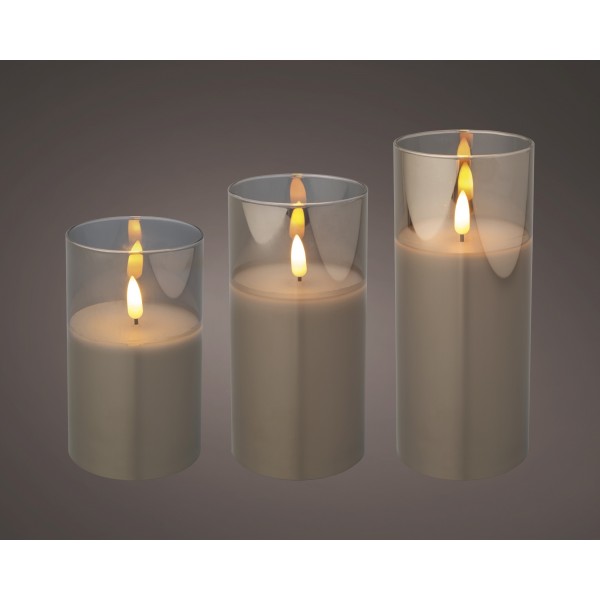 LED wick candle glass cylinder steady BO indoor mix