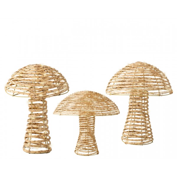 MICRO LED MUSHROOM WICKER STEADY OUTDOOR