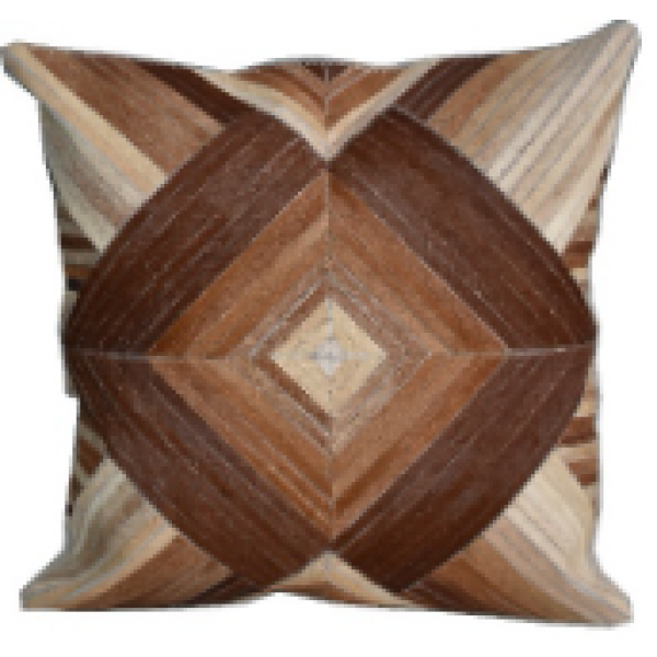HARION LEATHER PATCHWORK CUSHION WITH COTTON