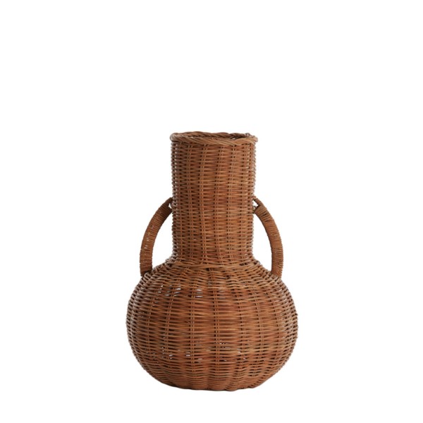 Vase deco rattan brown