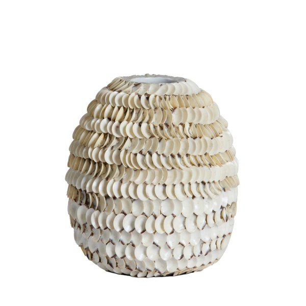 Vase deco bamboo+shell cream
