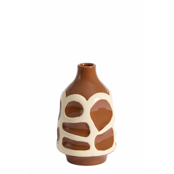 Vase deco brown+cream
