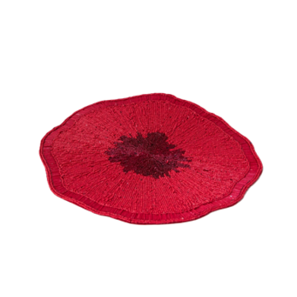 EMBROIDERED BEADED PLACEMENT RED