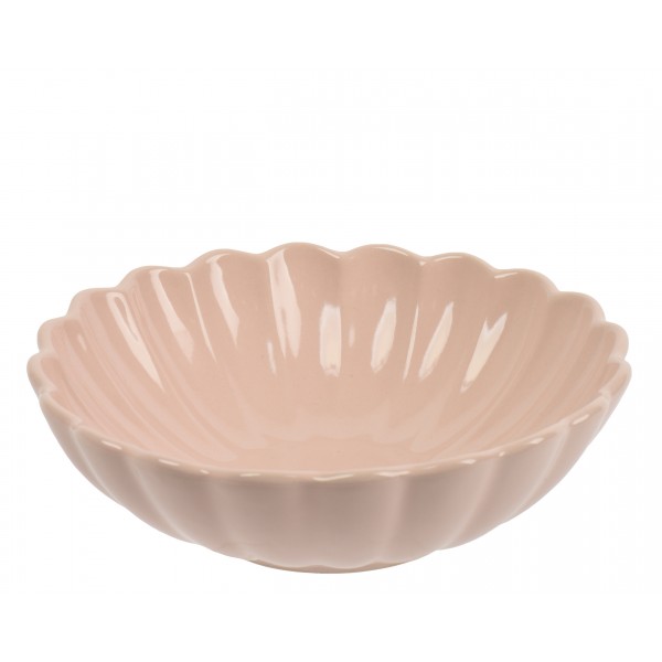 Bowl earthenware round with wave edge glaze