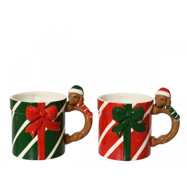 Mug dolomite glazed dog handle 