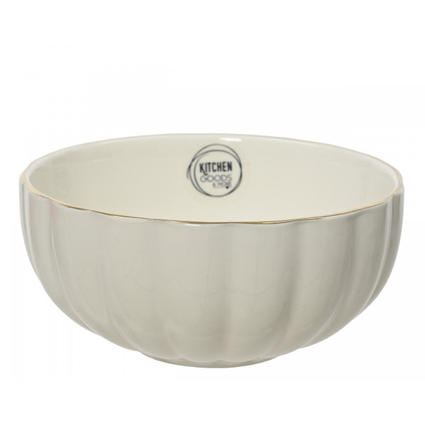 Bowl porcelain round shiny corolla design w gold rim