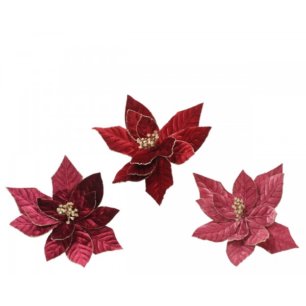 Poinsettia on clip poinsettia polyester velvet
