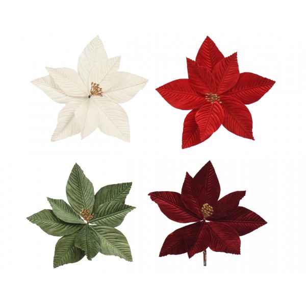 Poinsettia on clip poinsettia polyester velvet