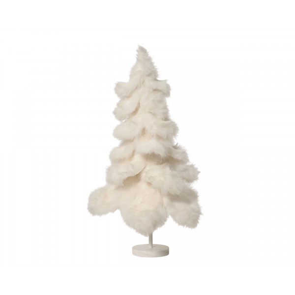 Tree faux fur pine tree 3 layers, 12cm white mdf base