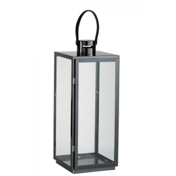 Lantern Square Steel/Glass Black
