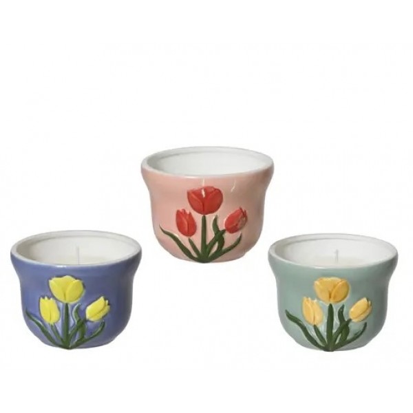 Citronella candle wax round porcelain pot, white wxx 3col ass outdoor