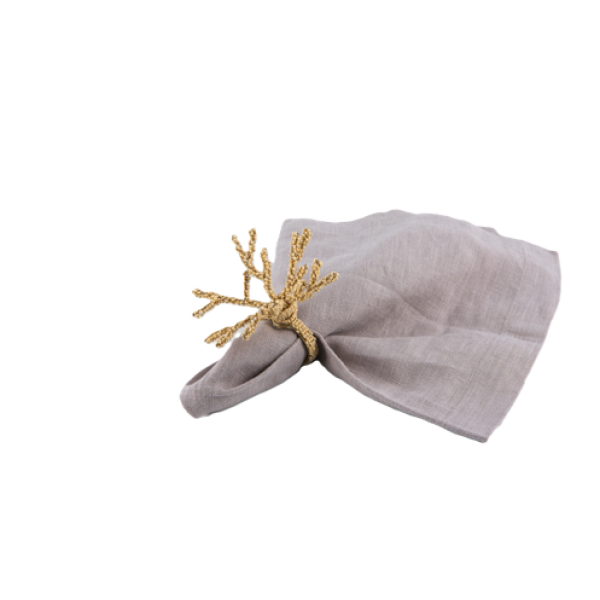 Glass beaded coral napkin ring BEIGE