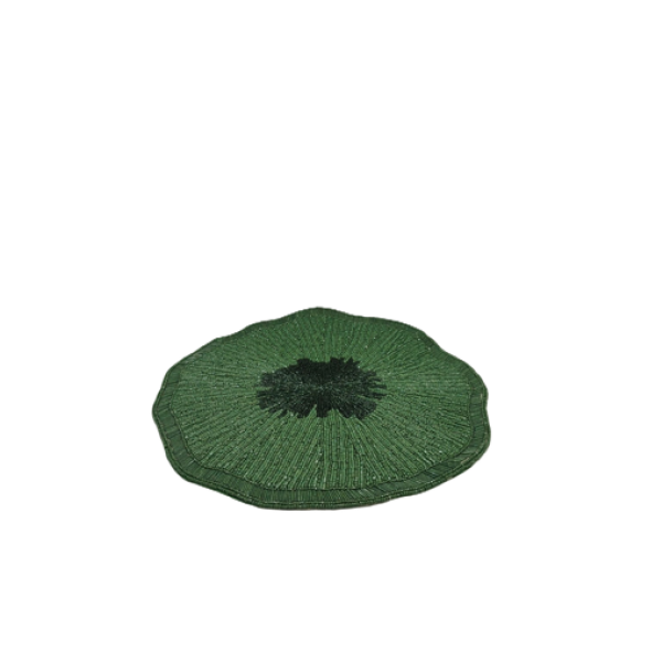 EMBROIDERED BEADED PLACEMENT BRIGHT GREEN