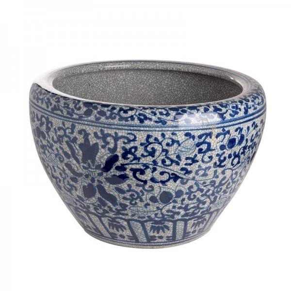 Planter Pot Crackled blue white S