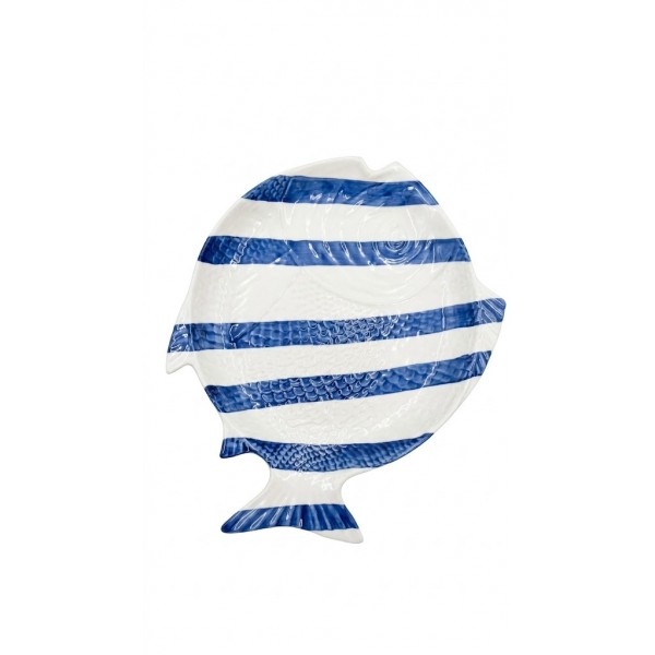 OVAL FISH PLATTER YELLOW STRIPES