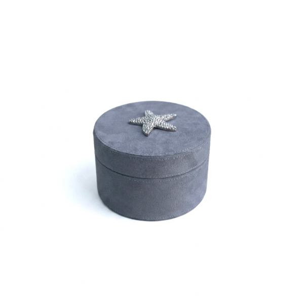 POLY SUEDE BOX WITH METAL ORNAMENT