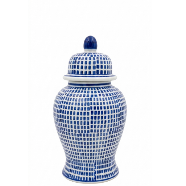 JAR CERAMIC BLUE WHITE MOSAIC 