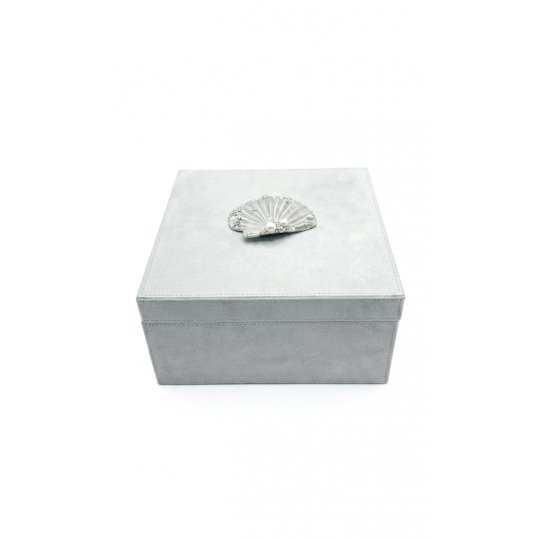 POLY SUEDE BOX WITH METAL ORNAMENT