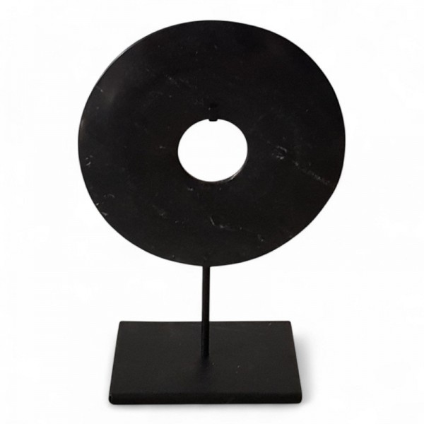 Natural stone bi-disk with black base