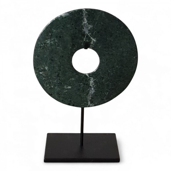 Natural stone bi-disk with black base