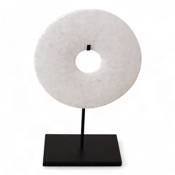 Natural stone bi-disk with black base