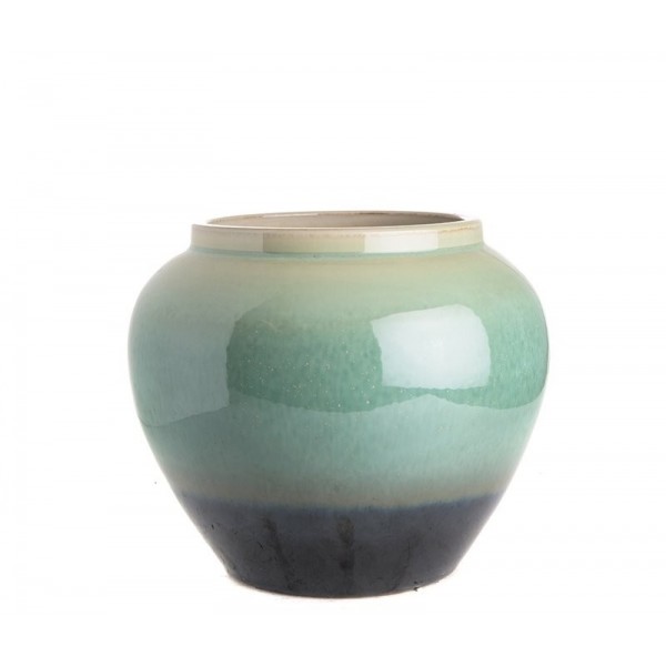 Pot reactive glazed blue turquoise