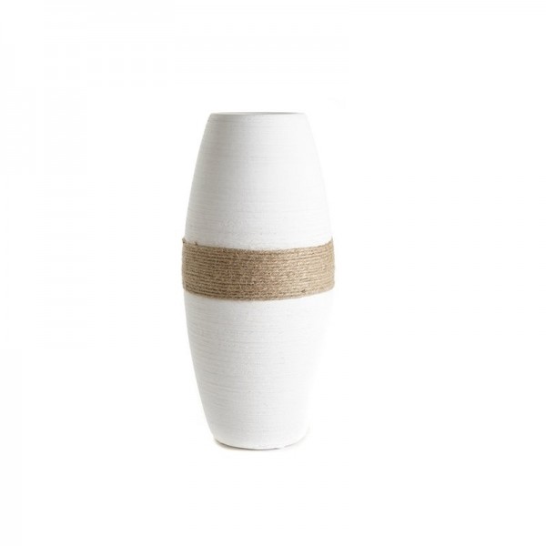 Tanga vase ceramic white cordage L