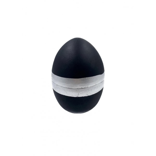 Black Decorative Egg Silver Ring