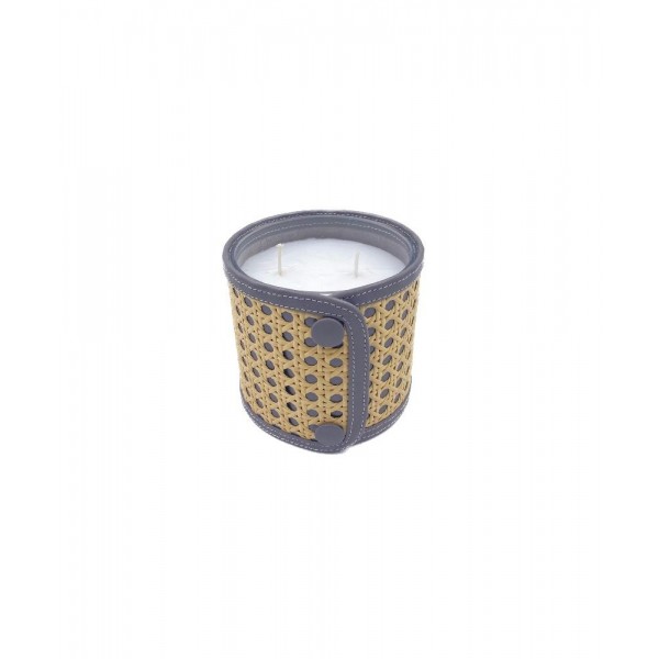 Rattan Grey Candle Small